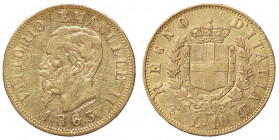 SAVOIA - Vittorio Emanuele II Re d'Italia (1861-1878) - 10 Lire 1863 T (18,8) Pag. 477a; Mont. 156 AU
 
BB