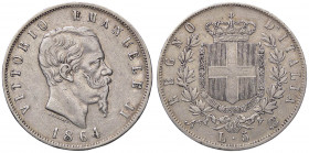 SAVOIA - Vittorio Emanuele II Re d'Italia (1861-1878) - 5 Lire 1864 N Pag. 485; Mont. 166 R AG
 
BB