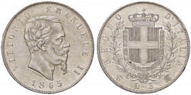 SAVOIA - Vittorio Emanuele II Re d'Italia (1861-1878) - 5 Lire 1865 T Pag. 487; Mont. 167 R AG
 
qFDC