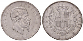 SAVOIA - Vittorio Emanuele II Re d'Italia (1861-1878) - 5 Lire 1865 T Pag. 487; Mont. 167 R AG Segni diffusi
 Segni diffusi
qBB