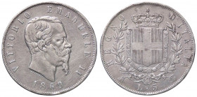 SAVOIA - Vittorio Emanuele II Re d'Italia (1861-1878) - 5 Lire 1869 M Pag. 489; Mont. 171 AG Colpetti
 Colpetti
qBB