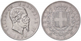 SAVOIA - Vittorio Emanuele II Re d'Italia (1861-1878) - 5 Lire 1870 M Pag. 490; Mont. 172 AG
 
BB