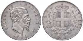 SAVOIA - Vittorio Emanuele II Re d'Italia (1861-1878) - 5 Lire 1871 R Pag. 493; Mont. 176 R AG Colpetto
 Colpetto
BB+/qSPL