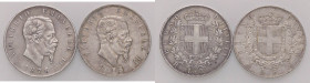 SAVOIA - Vittorio Emanuele II Re d'Italia (1861-1878) - 5 Lire 1873 M e 1876 R AG Lotto di 2 monete
 Lotto di 2 monete
med. BB
