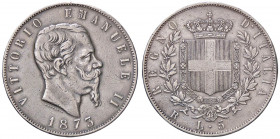SAVOIA - Vittorio Emanuele II Re d'Italia (1861-1878) - 5 Lire 1873 R Pag. 497; Mont. 181 RRR AG Ex asta Ranieri 14, lotto 924
 Ex asta Ranieri 14, l...