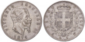 SAVOIA - Vittorio Emanuele II Re d'Italia (1861-1878) - 5 Lire 1874 M Pag. 498; Mont. 182 AG
 
MB-BB
