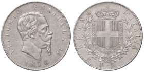 SAVOIA - Vittorio Emanuele II Re d'Italia (1861-1878) - 5 Lire 1876 R Pag. 501; Mont. 188 AG
 
BB+
