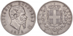 SAVOIA - Vittorio Emanuele II Re d'Italia (1861-1878) - 5 Lire 1876 R Pag. 501; Mont. 188 AG
 
qBB