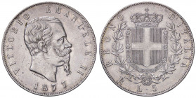 SAVOIA - Vittorio Emanuele II Re d'Italia (1861-1878) - 5 Lire 1877 R Pag. 502; Mont. 189 AG
 
qSPL