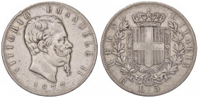 SAVOIA - Vittorio Emanuele II Re d'Italia (1861-1878) - 5 Lire 1877 R Pag. 502; Mont. 189 AG
 
meglio di MB