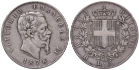 SAVOIA - Vittorio Emanuele II Re d'Italia (1861-1878) - 5 Lire 1878 R (AG g. 24,79) Falso d'epoca
 Falso d'epoca
BB