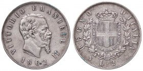 SAVOIA - Vittorio Emanuele II Re d'Italia (1861-1878) - 2 Lire 1862 N Stemma Pag. 505; Mont. 194 RR AG Ex asta Nomisma 18E, lotto 959
 Ex asta Nomism...