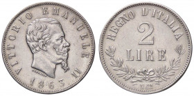 SAVOIA - Vittorio Emanuele II Re d'Italia (1861-1878) - 2 Lire 1863 N Valore Pag. 508; Mont. 198 NC AG
 
qSPL