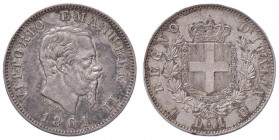SAVOIA - Vittorio Emanuele II Re d'Italia (1861-1878) - Lira 1861 T Stemma Pag. 511; Mont. 199 RRR AG Ex asta Montenegro 16, lotto 303 SPL55
 Ex asta...