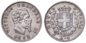 SAVOIA - Vittorio Emanuele II Re d'Italia (1861-1878) - Lira 1862 N Stemma Pag. 512; Mont. 202 R AG Ex Inasta 73, lotto 1390
 Ex Inasta 73, lotto 139...