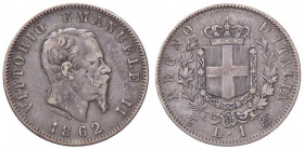 SAVOIA - Vittorio Emanuele II Re d'Italia (1861-1878) - Lira 1862 T Stemma Pag. 513; Mont. 201 RR AG Ex asta Ranieri 5, lotto 463
 Ex asta Ranieri 5,...