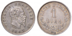 SAVOIA - Vittorio Emanuele II Re d'Italia (1861-1878) - Lira 1863 M Valore Pag. 516; Mont. 208 R AG
 
qSPL