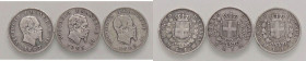 SAVOIA - Vittorio Emanuele II Re d'Italia (1861-1878) - Lira 1863 T e M Stemma, 1867 M AG Lotto di 3 monete
 Lotto di 3 monete
MB÷qBB