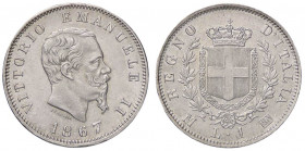 SAVOIA - Vittorio Emanuele II Re d'Italia (1861-1878) - Lira 1867 M Stemma Pag. 518; Mont. 206 AG
 
qFDC/FDC