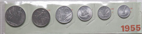 REPUBBLICA ITALIANA - Repubblica Italiana (monetazione in lire) (1946-2001) - Serie 1955 Gig. 1110 R 6 valori
 6 valori - 
SPL÷qFDC