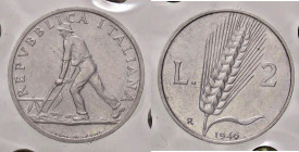 REPUBBLICA ITALIANA - Repubblica Italiana (monetazione in lire) (1946-2001) - 2 Lire 1946 Mont. 3 R IT Sigillata Riccardo Corsini
 Sigillata Riccardo...