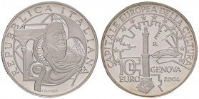 REPUBBLICA ITALIANA - Repubblica Italiana (monetazione in euro) (2002) - 10 Euro 2004 - Genova AG In confezione
 In confezione - 
FS