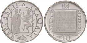 REPUBBLICA ITALIANA - Repubblica Italiana (monetazione in euro) (2002) - 10 Euro 2008 - Perugia AG In confezione
 In confezione - 
FS