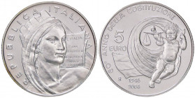 REPUBBLICA ITALIANA - Repubblica Italiana (monetazione in euro) (2002) - 5 Euro 2008 - Costituzione AG In confezione
 In confezione - 
FDC