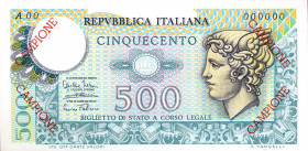 CARTAMONETA - BIGLIETTI DI STATO - Repubblica Italiana (monetazione in lire) (1946-2001) - 500 Lire - Mercurio 14/02/1974 CAMPIONE RRRR
 
FDS