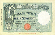 CARTAMONETA - BANCA d'ITALIA - Vittorio Emanuele III (1900-1943) - 50 Lire - Barbetti 11/08/1943 - B. I. Alfa 204; Lireuro 10A Azzolini/Urbini
 Azzol...
