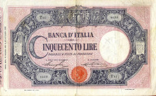 CARTAMONETA - BANCA d'ITALIA - Vittorio Emanuele III (1900-1943) - 500 Lire - Barbetti con matrice 15/06/1912 Alfa 440; Lireuro 27F RRRR Stringher/Sac...