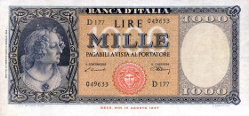 CARTAMONETA - BANCA d'ITALIA - Repubblica Italiana (monetazione in lire) (1946-2001) - 1.000 Lire - Medusa 10/02/1948 Alfa 696; Lireuro 54B Einaudi/Ur...