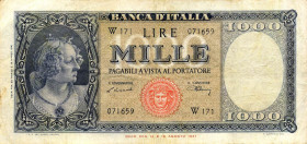 CARTAMONETA - BANCA d'ITALIA - Repubblica Italiana (monetazione in lire) (1946-2001) - 1.000 Lire - Medusa 20/03/1947 Alfa 695sp; Lireuro 54Aa RRR Sos...