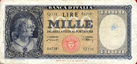 CARTAMONETA - BANCA d'ITALIA - Repubblica Italiana (monetazione in lire) (1946-2001) - 1.000 Lire - Medusa 20/03/1947 Alfa 695; Lireuro 54A Einaudi/Ur...