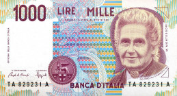 CARTAMONETA - BANCA d'ITALIA - Repubblica Italiana (monetazione in lire) (1946-2001) - 1.000 Lire - Montessori 24/10/1990 Alfa 734; Lireuro 58A Ciampi...