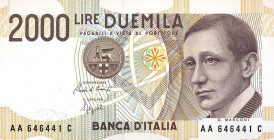 CARTAMONETA - BANCA d'ITALIA - Repubblica Italiana (monetazione in lire) (1946-2001) - 2.000 Lire - Marconi 24/10/1990 Alfa manca; Lireuro 60AA RR Ser...