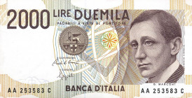 CARTAMONETA - BANCA d'ITALIA - Repubblica Italiana (monetazione in lire) (1946-2001) - 2.000 Lire - Marconi 24/10/1990 Alfa manca; Lireuro 60AA RR Ser...