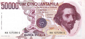 CARTAMONETA - BANCA d'ITALIA - Repubblica Italiana (monetazione in lire) (1946-2001) - 50.000 Lire - Bernini 1° tipo 01/12/1986 Alfa 903; Lireuro 80C ...