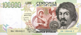 CARTAMONETA - BANCA d'ITALIA - Repubblica Italiana (monetazione in lire) (1946-2001) - 100.000 Lire - Caravaggio 2° tipo 12/05/1994 Alfa 931; Lireuro ...