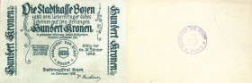 CARTAMONETA - COLONIE ED OCCUPAZIONI DI TERRITORI ITALIANI - Buoni Comunali Buia, Udine, Bolzano, Trento (1918) - 100 Corone 01/11/1918 Gav. 21 R Cass...