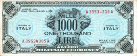 CARTAMONETA - COLONIE ED OCCUPAZIONI DI TERRITORI ITALIANI - Allied Military Currency - AM Lire (1943-1945) - 1.000 Lire 1943-45 Italiano Inglese Gav....