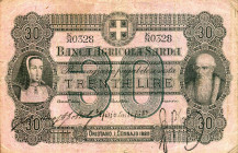 CARTAMONETA - BUONI AGRARI - Banca Agricola Sarda - 30 Lire 01/01/1880 Gav. 26 Fondo rosa - Oristano
 Fondo rosa - Oristano - 
BB