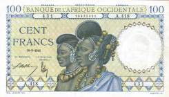 CARTAMONETA ESTERA - AFRICA OCCIDENTALE FRANCESE - Governo di Vichy (1940-1944) - 100 Franchi 10/09/1941 Pick 23 R Stirato
 Stirato
BB+