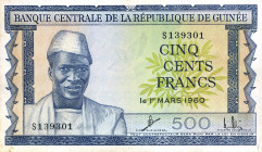 CARTAMONETA ESTERA - GUINEA - Repubblica - 500 Franchi 01/03/1960 Pick 14
 
BB+