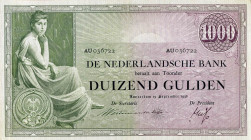 CARTAMONETA ESTERA - OLANDA - Guglielmina (1890-1948) - 1.000 Gulden 19/09/1938 Pick 48 Stirato, forellini da spillo
 Stirato, forellini da spillo
B...