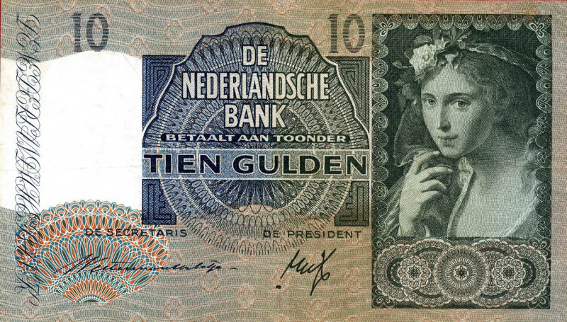CARTAMONETA ESTERA - OLANDA - Guglielmina (1890-1948) - 10 Gulden 01/08/1940 Pic...
