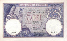 CARTAMONETA ESTERA - ROMANIA - Ferdinando I (1914-1927) - 5 Lei 25/03/1920 Pick 19
 
SPL
