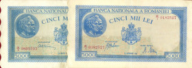 CARTAMONETA ESTERA - ROMANIA - Michele I (1940-1947) - 5.000 Lei 25/09/1943 e 28/03/1943 Pick 55 Lotto di 2 biglietti
 Lotto di 2 biglietti
med. BB