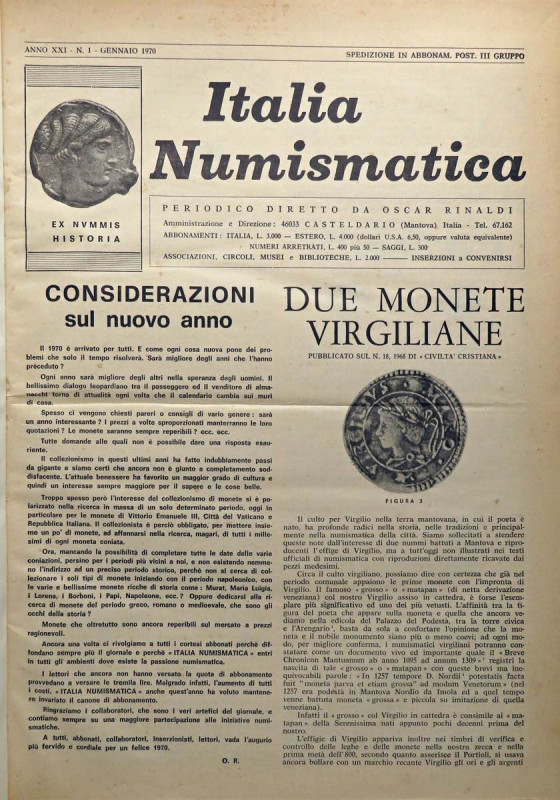 BIBLIOGRAFIA NUMISMATICA - RIVISTE Italia numismatica dal 1955 al 1971 Lotto di ...