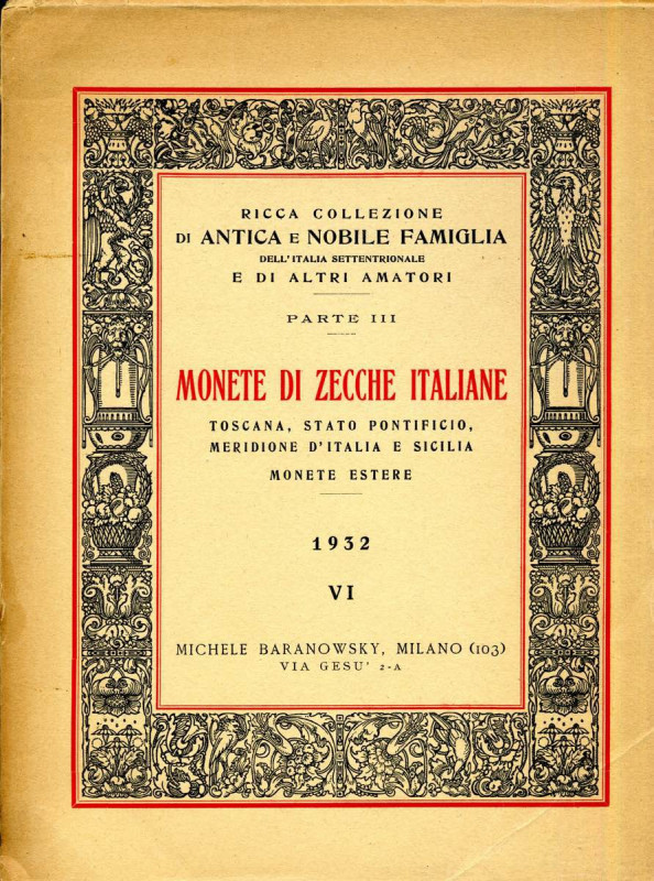 BIBLIOGRAFIA NUMISMATICA - CATALOGHI D'ASTA Baranowsky M. - Milano Asta del 02/0...